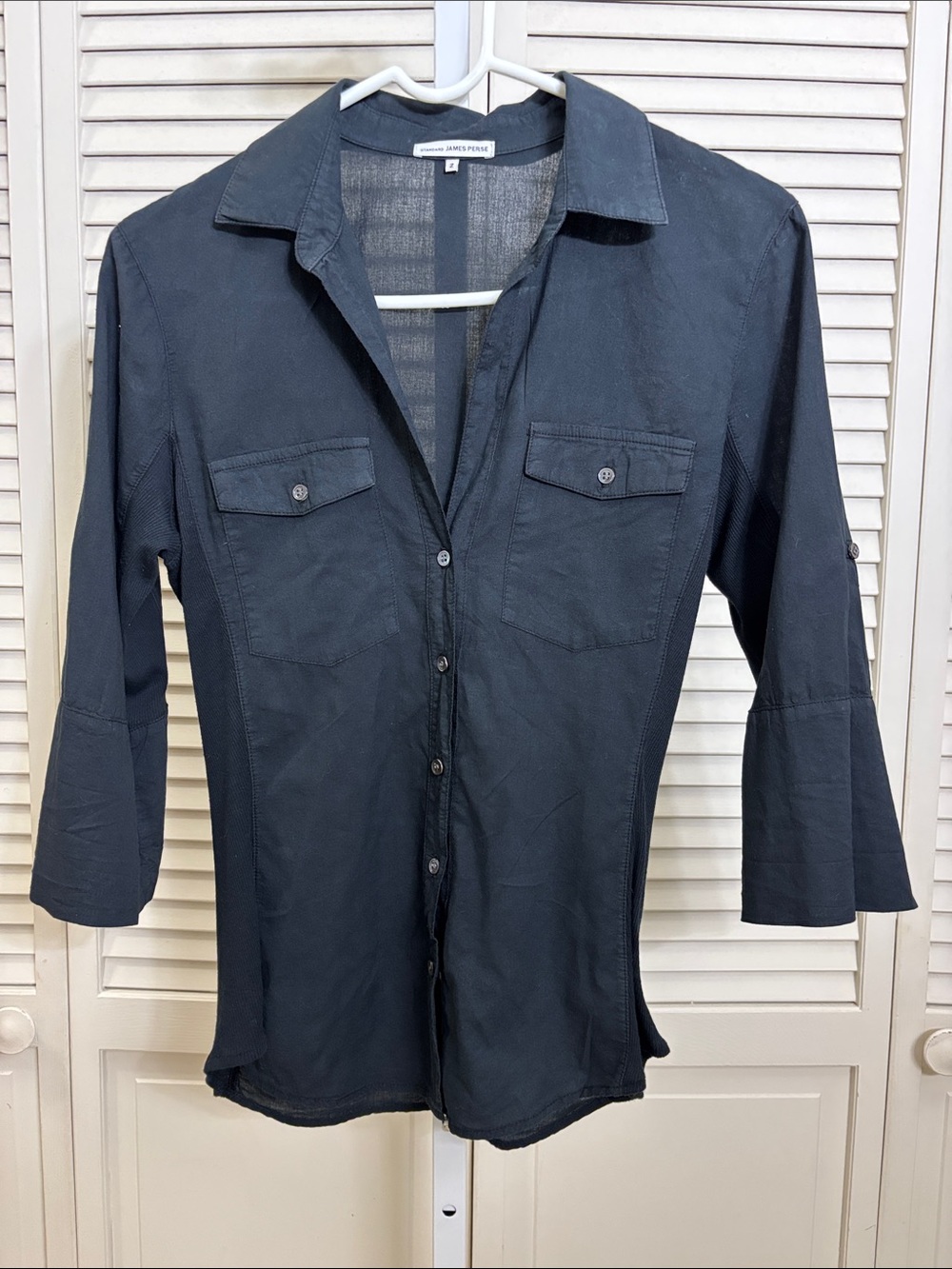 James Perse Three-Quarter Sleeve Button-Up Shirt Medium